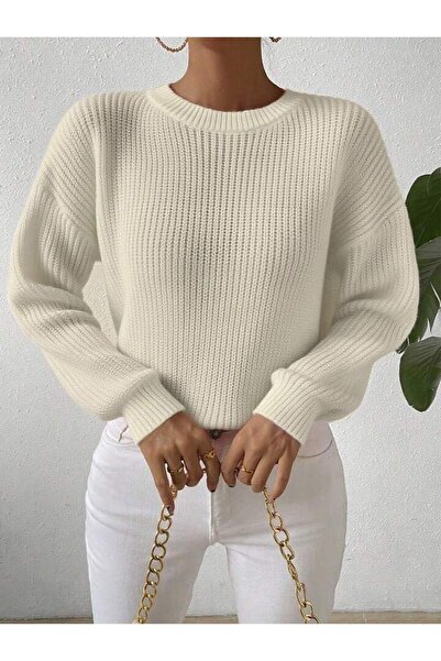 FAVORİST Tri̇ko Knitted O Oversized Crew Neck Sweater Btk