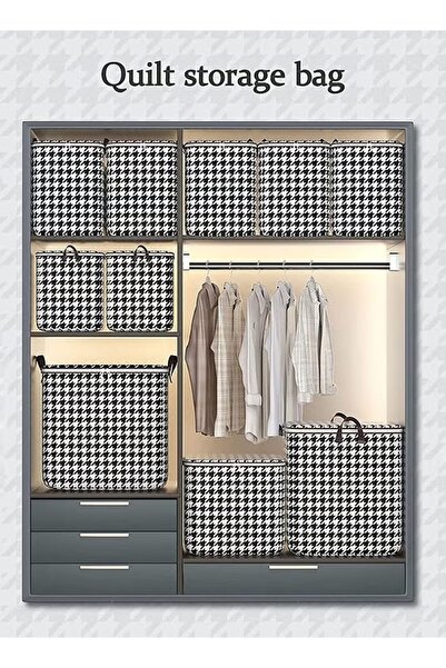 Generic 180L Storage Bag Foldable Closet Organizer Storage Container Blanket Storage Bag with Handle/ Zipper