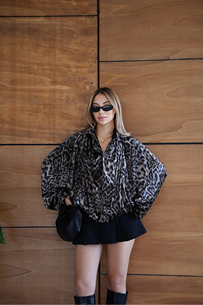 cemo Leopard Print Short Fur Coat
