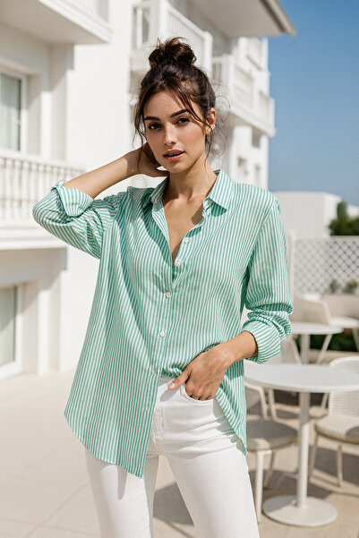 Rich Women's Striped Long Sleeve Oversized Shirt