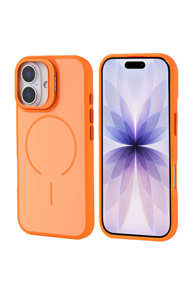 zore iPhone 17 Kılıf M-safe Şarj Özellikli Kamera Standlı SENK Notron Kapak -...