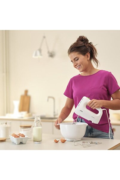 Braun MultiMix 1 HM 1110 WH Hand Mixer, 450W, 4-speed, White/Green