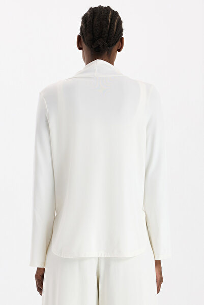 COMEUP High Collar Pocket Long Sleeve Lightweight Sweatshirt Off White