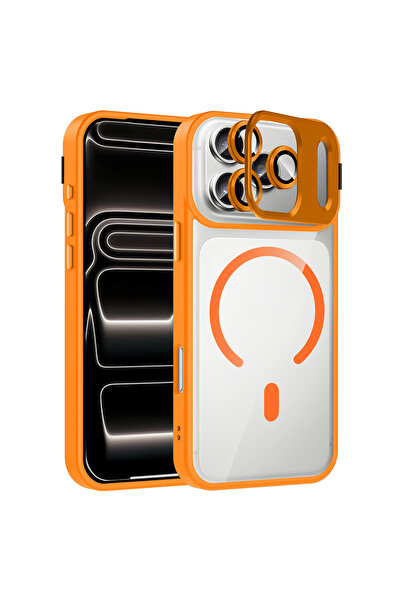 zore iPhone 17 Pro Max Kılıf Standlı ve Kamera Lens Hediyeli M-Safe Şarj Özel...