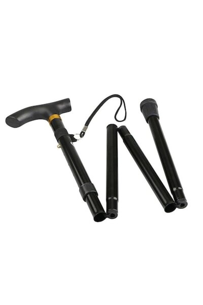 RABY Foldable support cane, black, with 5 height adjustment positions