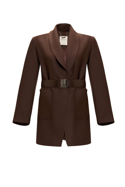 Exquise Woven Regular Jacket with Belted Pockets