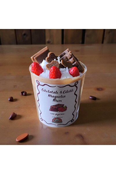 MODA Çikolatalı & Çilekli Magnolia Mum – El Yapımı %100 Soya Wax Kokulu Dekor...