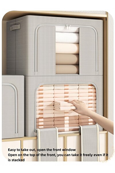 NIHAO 2 PCS Steel Extra Large Storage Bag, Cloth Storage Box for Quilt Storage Box Folding Wardrobe Fabric