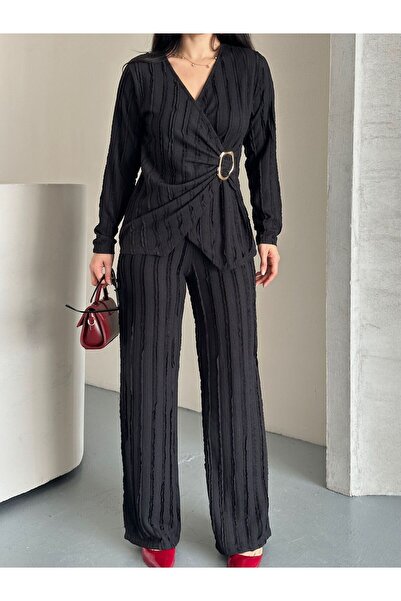 salome butik 2-Piece V-Neck Buckle Bottom-Up Set