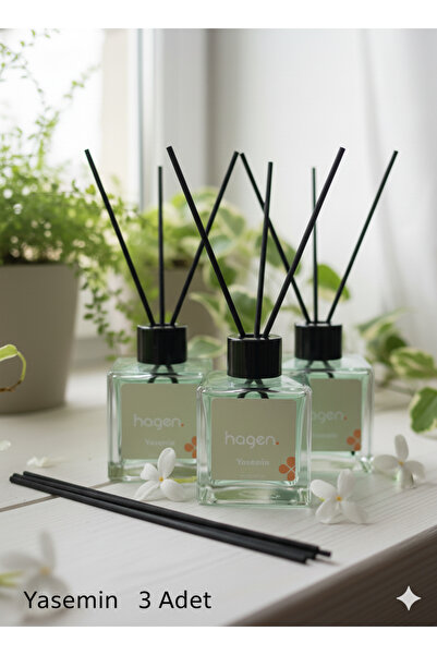 Hagen 3ADET Jasmine Yasemin Kokusu Çubuklu Oda Kokusu 100ml Dolap Kokusu Bany...