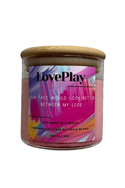 LovePlay Obsessia scented candle, made of natural soy wax, notes of vanilla and cherries, pink, 350g