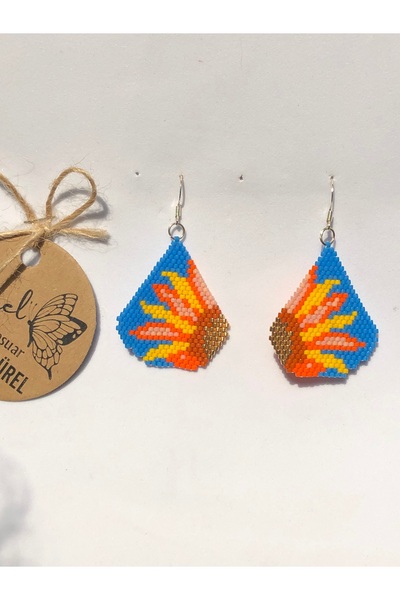 Gürel Takı Aksesuar Ayçiçeği Küpe, Günebakan Küpe, Miyuki Küpe