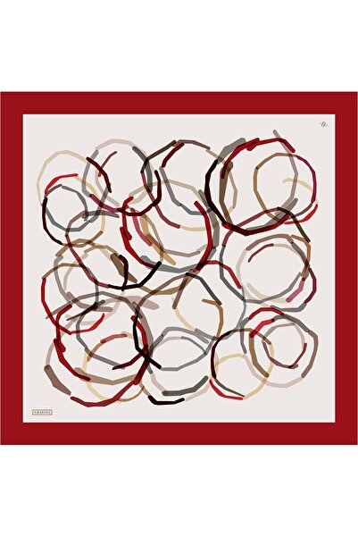 Armine Bordo Desenli Tivil İpek Eşarp IST 8902 - 04