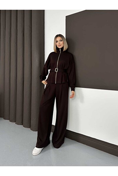 AYKA WEAR Waist-Tied Belted Pleated Modal Suit