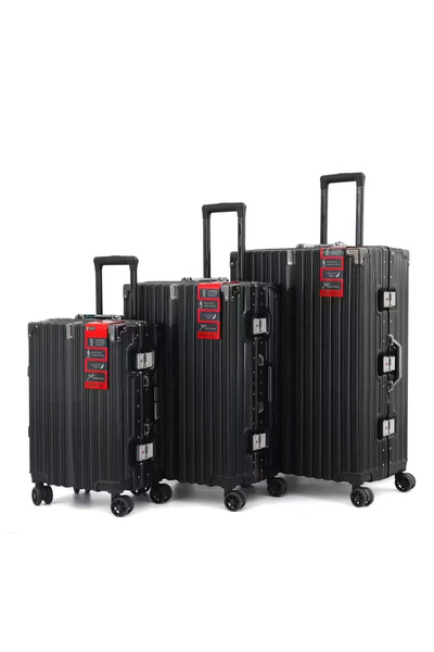 Prosperity Luxury PC Travel Suitcase Vintage Suitcase with Mute Universal Wheel Combination Lock - Green Set