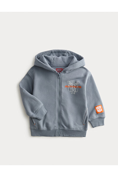 Marks & Spencer Pamuk Karışımlı Transformers Fermuarlı Kapüşonlu Sweatshirt (...