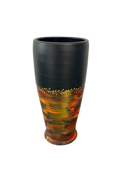 Ceramica Martinescu Hand-decorated ceramic vase with red and gold accents – 3...