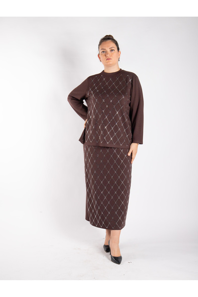 Bedrinxxl BÜYÜK BEDEN TAŞ BASKILI MODAL TAKIM