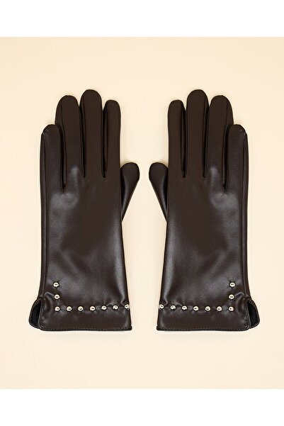 R&B Brown Women's Studded Gloves