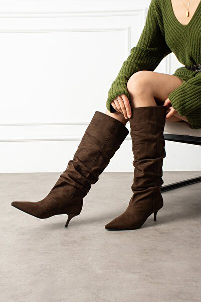 Mio Styllo Γυναικείες μπότες Kirana με λεπτό τακούνι, πολυτελές σουέτ