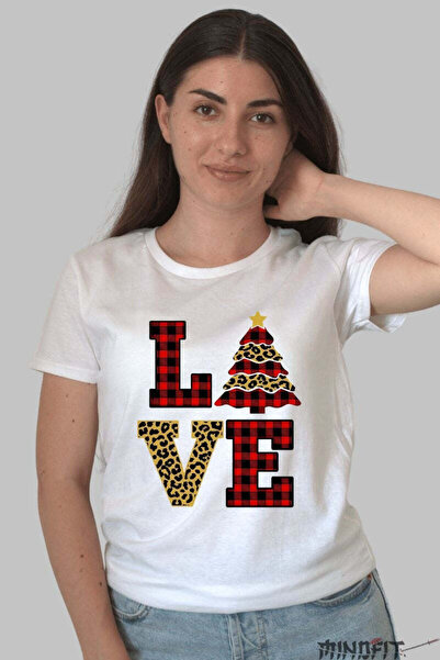 GILDAN Tricou De Craciun Love Cu Brad In Stil Animal Print Dama