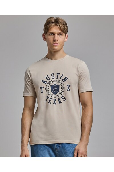 R&B Printed T-Shirt with Crew Neck and Short Sleeves