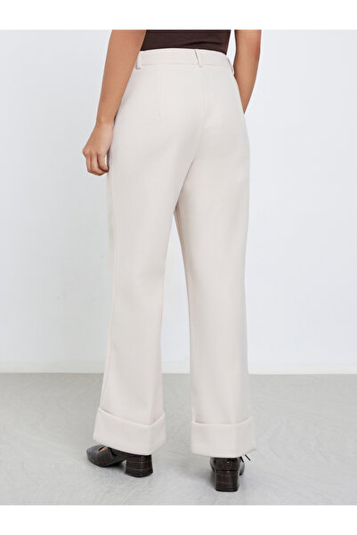 Styli Beige Wool Like Straight Leg Pants