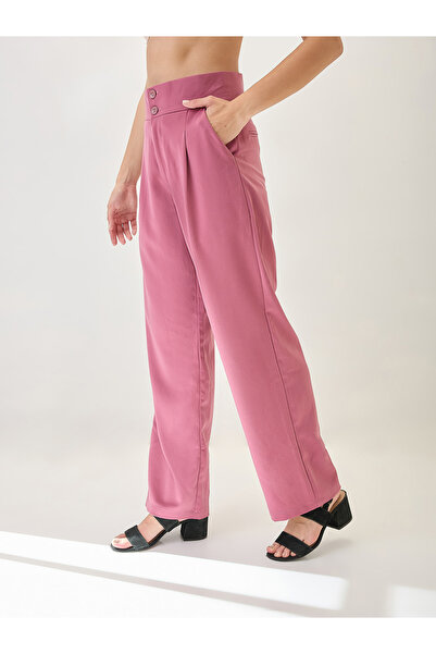 Globus By Styli Pink Mid-Rise Pleated Korean Pants