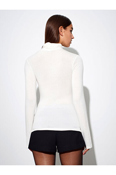 Dilvin 32253 Wool Blend Turtleneck Top-Ecru