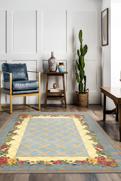 Modern Tarz Yıkanabilir, İnce, Kaymaz Tabanlı, Özel Tasarım Halı