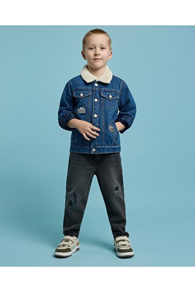 R&B سترة جينز مغسولة بأكمام طويلة