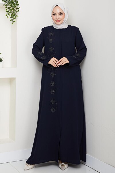 hafsamina Шкіряна оброблена ферса темно-синя HM2849