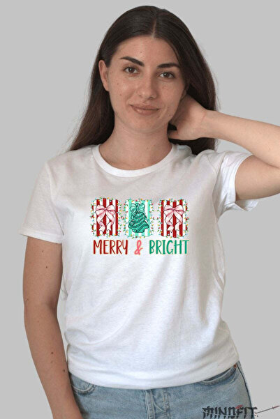 GILDAN Tricou De Craciun Merry And Bright 2 Dama