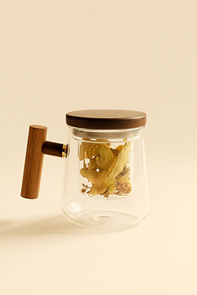 Mirilliahome إبريق شاي من الزجاج البوروسيليكات مع غطاء من خشب الأكاسيا - إبري...