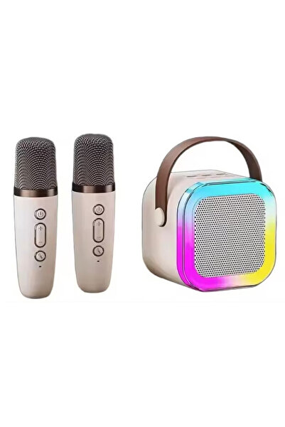 China K12 Portable Karaoke Speaker with 2 Wireless Microphones LED RGB FM Radio