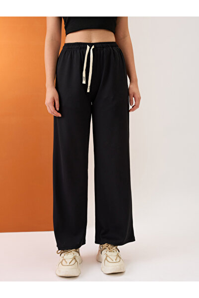 Globus By Styli Black Mid-Rise Stretchable Straight Fit Trousers