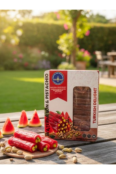 AiroBazar Watermelon Pistachio Turkish Delight 125 g Watermelon Fruit & Pistachio Turkish Delight Protein Enriched