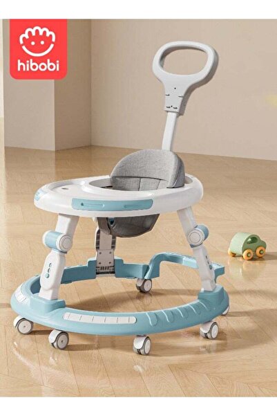 hibobi مشاية أطفال قابلة للطي مع مقبض دفع، صينية موسيقية، ارتفاع قابل للتعديل...