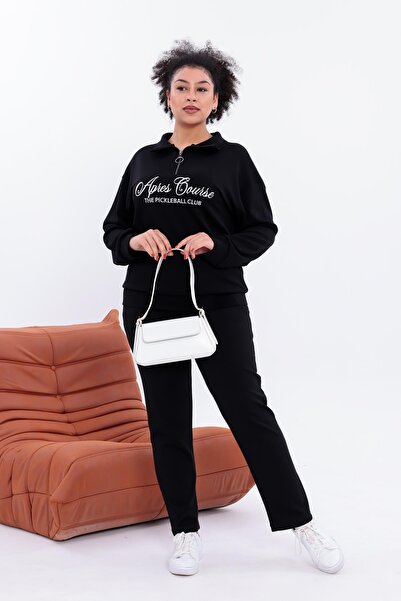 Siyezen Plus Size Modal Fabric Comfortable Set with Text Embroidery on the Front