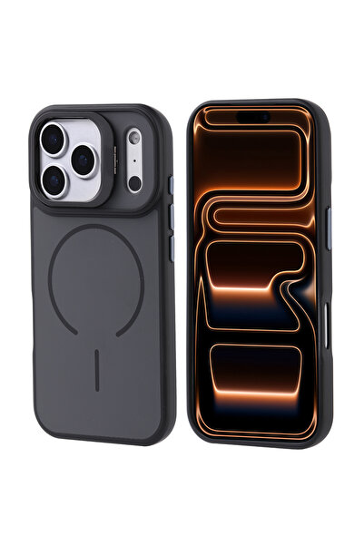 zore iPhone 17 Pro Max Kılıf M-safe Şarj Özellikli Kamera Standlı SENK Notron...