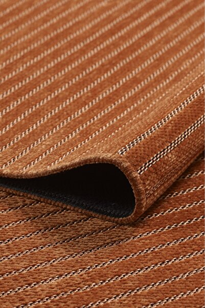 Badelya Home Terra Kiremit Şönil Makinada Yıkanabilir Kaymaz Taban Saçaklı Ha...