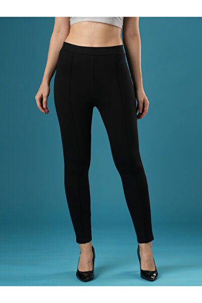 Globus By Styli Black Stretchable Skinny Fit Workwear Treggings