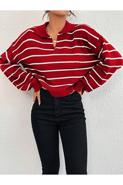 ATE ÖZGÜNEŞ TRİKO TEKSTİL WOMEN'S STRIPED KNITWEAR SWEATER