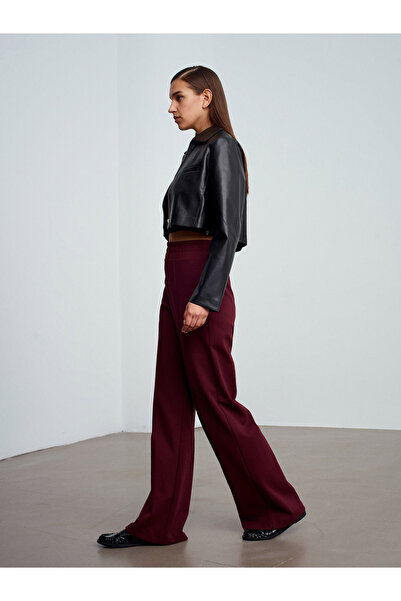 Dilvin 71925 Elastic Waist Loose Tracksuit - Burgundy