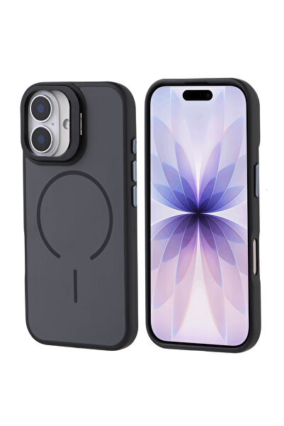 zore iPhone 17 Kılıf M-safe Şarj Özellikli Kamera Standlı SENK Notron Kapak -...