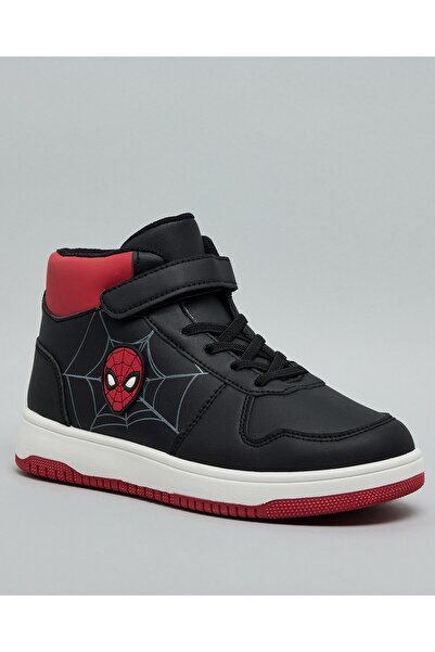 R&B حذاء رياضي سبايدرمان عالي الرقبة للأولاد باللون الأسود