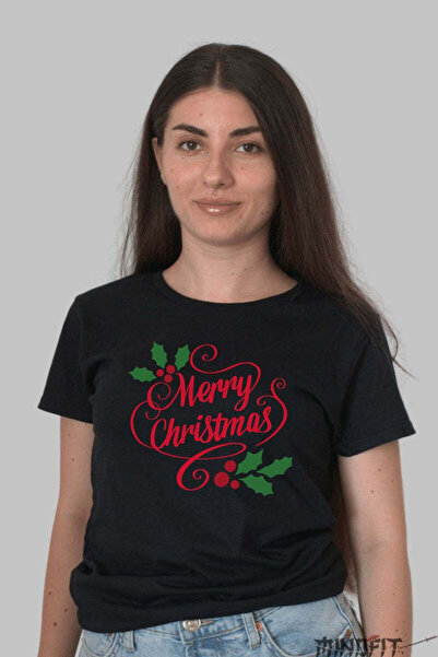GILDAN Tricou De Craciun Merry Christmas Cu Frunze De Ilex Dama