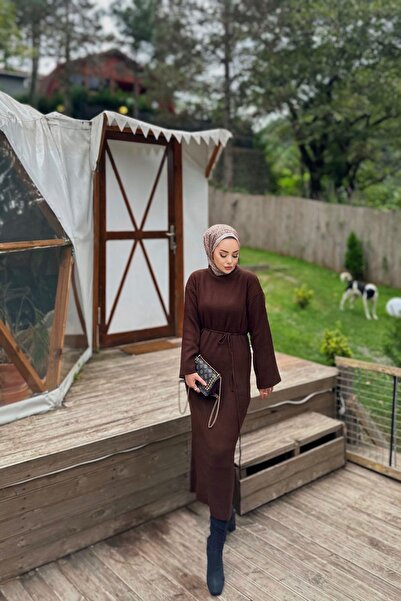 MY QILAM Γυναικείο πλεκτό φόρεμα με κορδόνια oversized με φαρδιά μανίκια (ταιριάζει σε μέγεθος S/M/L)