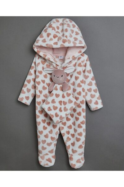 R&B Heart Patterned Hooded Sleepsuit