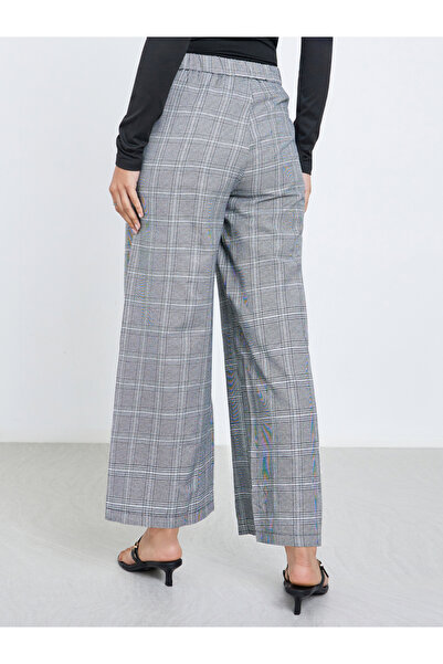 Styli Grey Checked Wide Leg Trousers